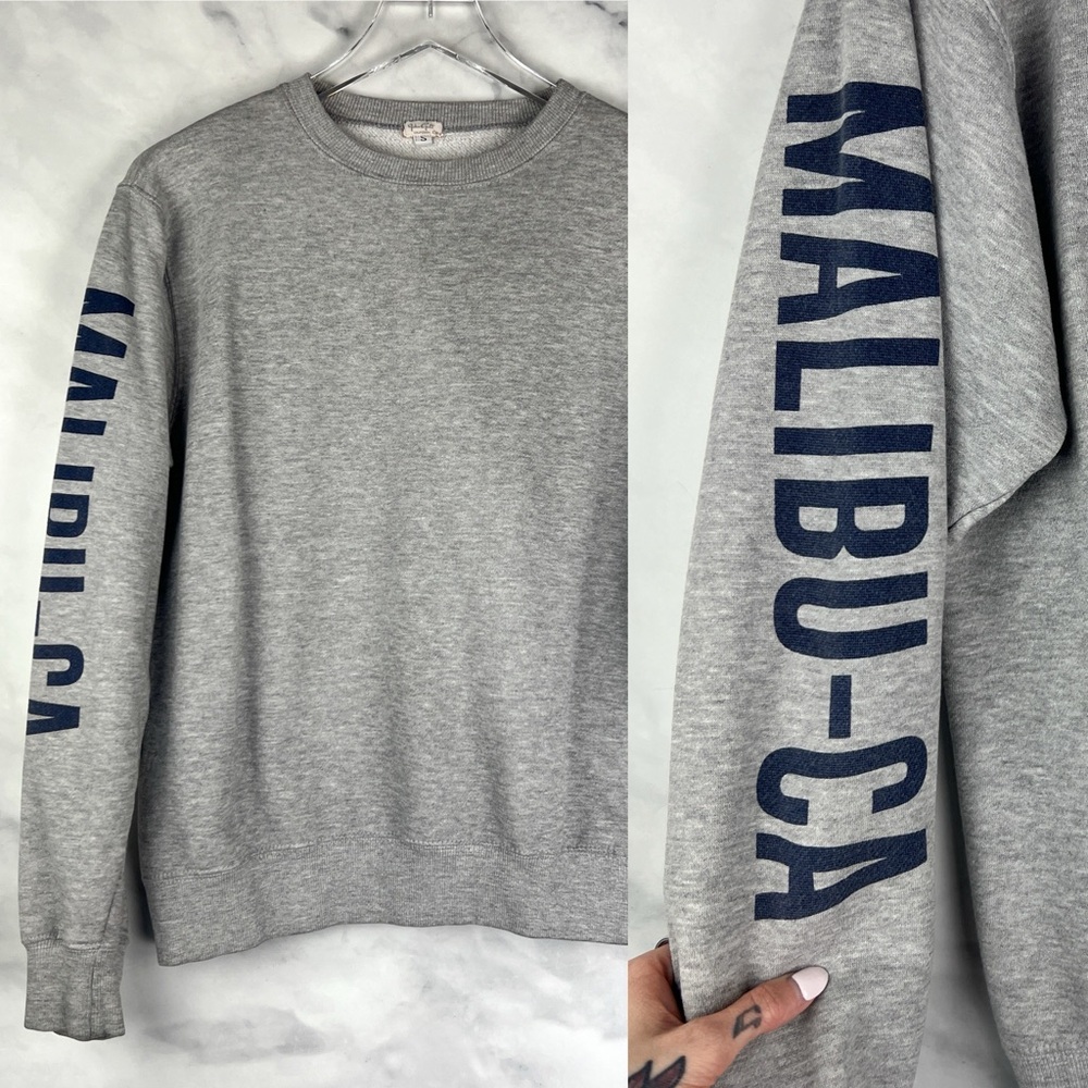 Brandy Melville John Galt Malibu CA Spell-out Crewneck Pullover Sweatshirt S